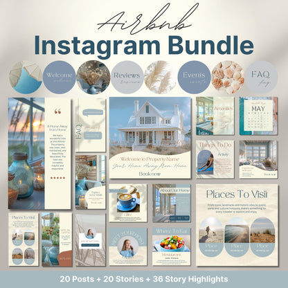 Overview of a airbnb host bundle showing a airbnb instagram grid.