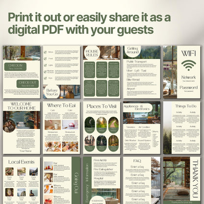 A promotional display showcasing a printable or shareable Airbnb Welcome Book.
