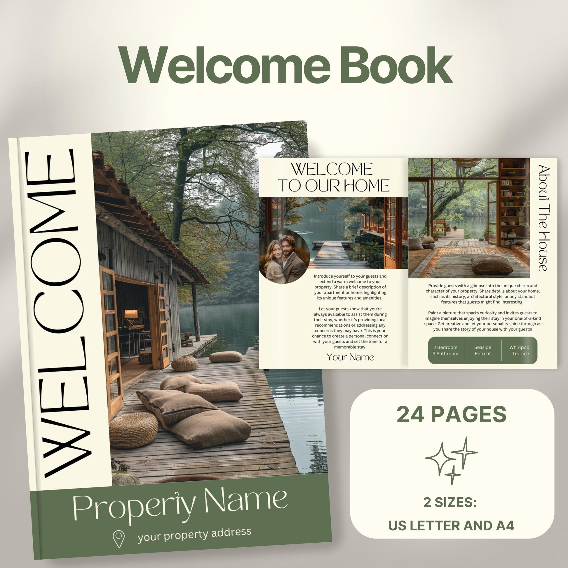 Overview of a airbnb host bundle showing a welcome book.