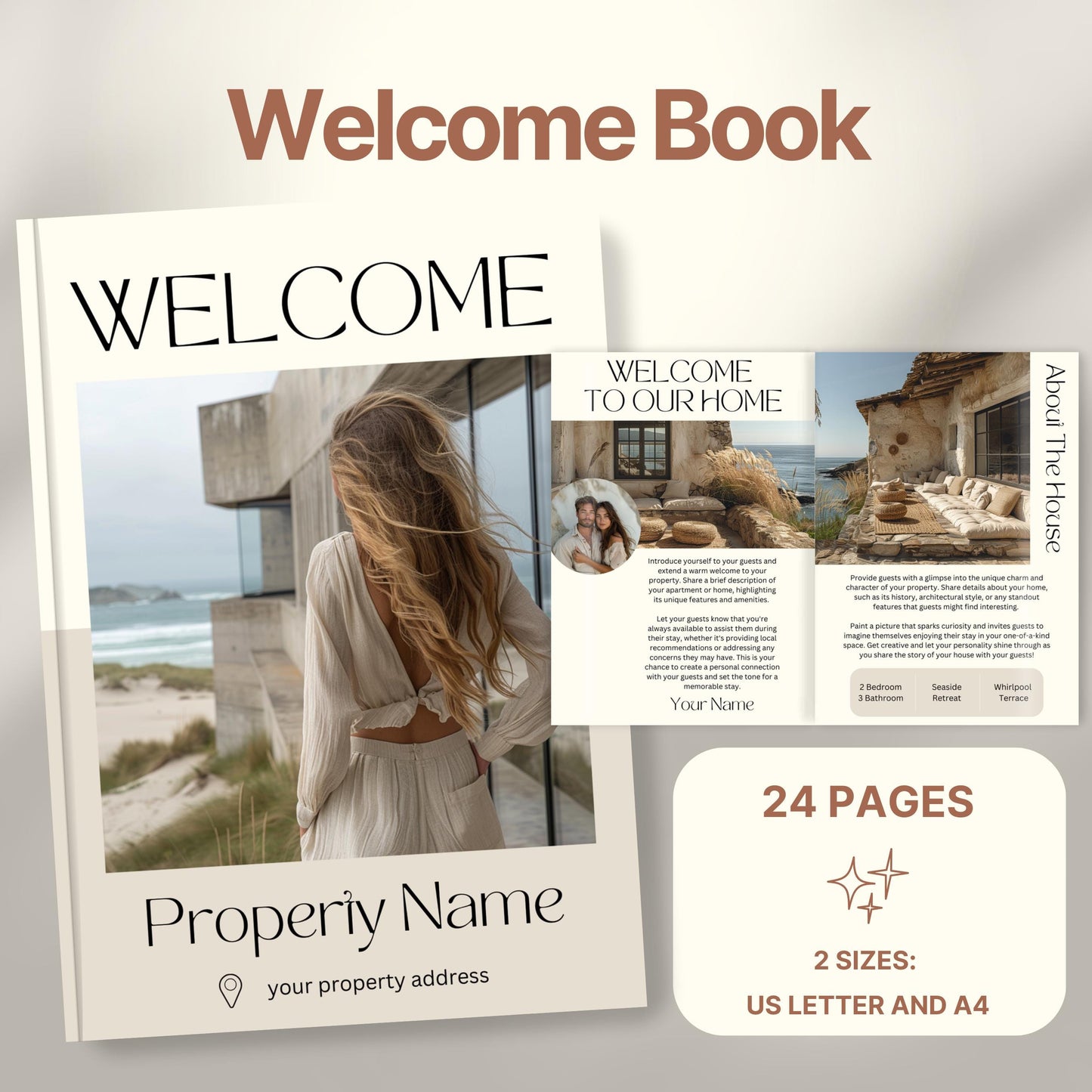Overview of a airbnb host bundle showing a welcome book.