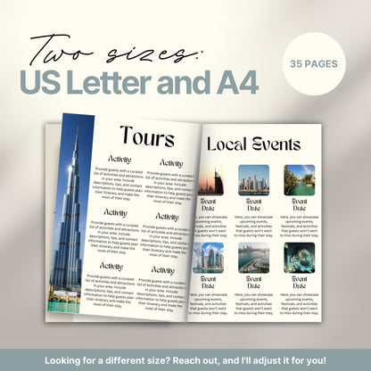 Travel itinerary template displayed in two formats: US Letter and A4 sizes, featuring organized trip details, minimalist design, and printable layout for easy planning.