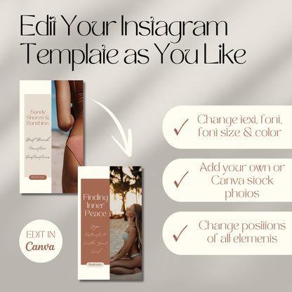 A promotional graphic showing customizable Instagram story templates. The top of the image reads, "Edit Your Instagram Template as You Like."