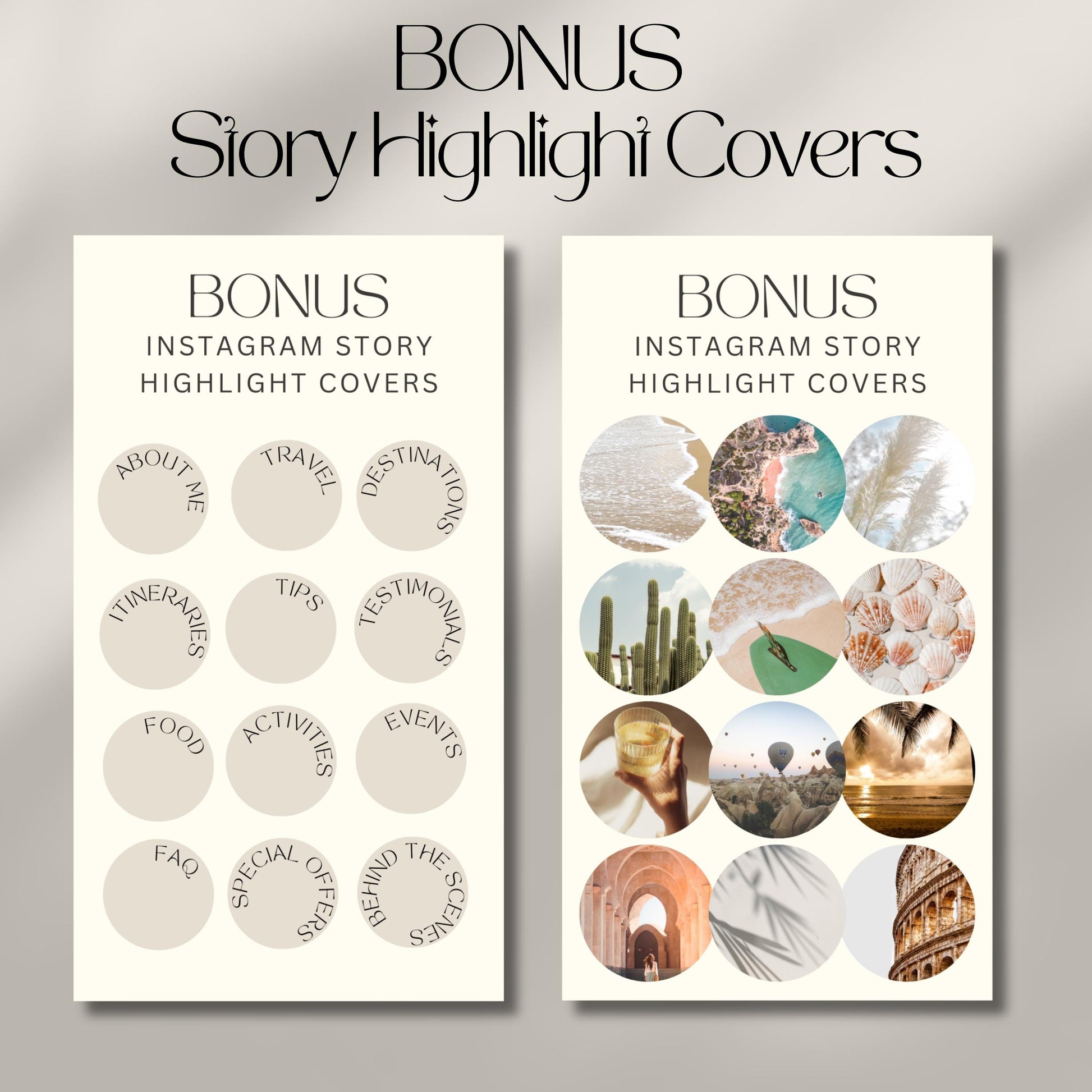 Two panels displaying bonus Instagram Story Highlight Covers. 