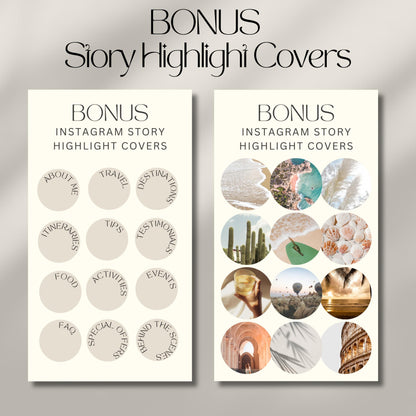 Two panels displaying bonus Instagram Story Highlight Covers. 