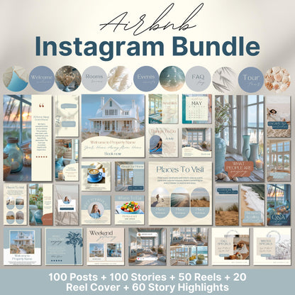 Overview of a airbnb host bundle showing a airbnb instagram grid.
