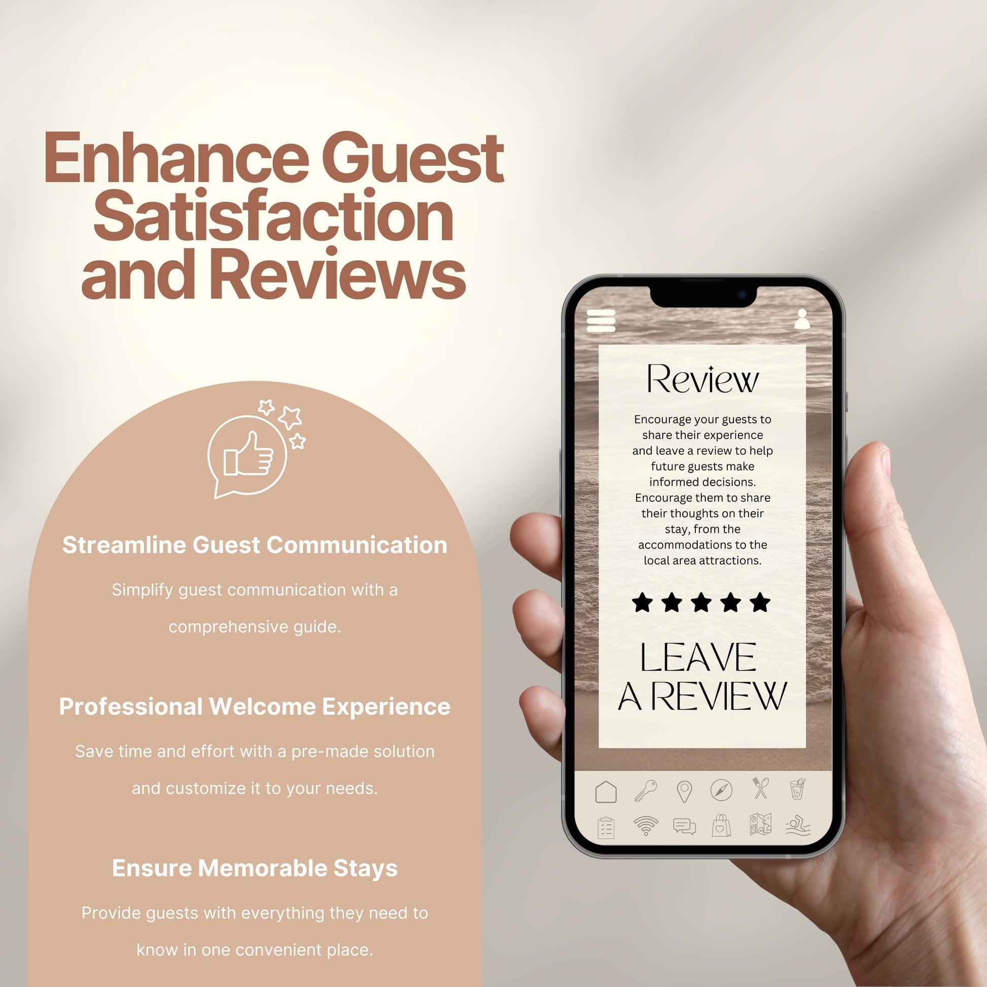 Promotional image titled "Enhance Guest Satisfaction and Reviews."