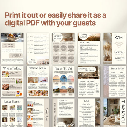 A promotional display showcasing a printable or shareable Airbnb Welcome Book.
