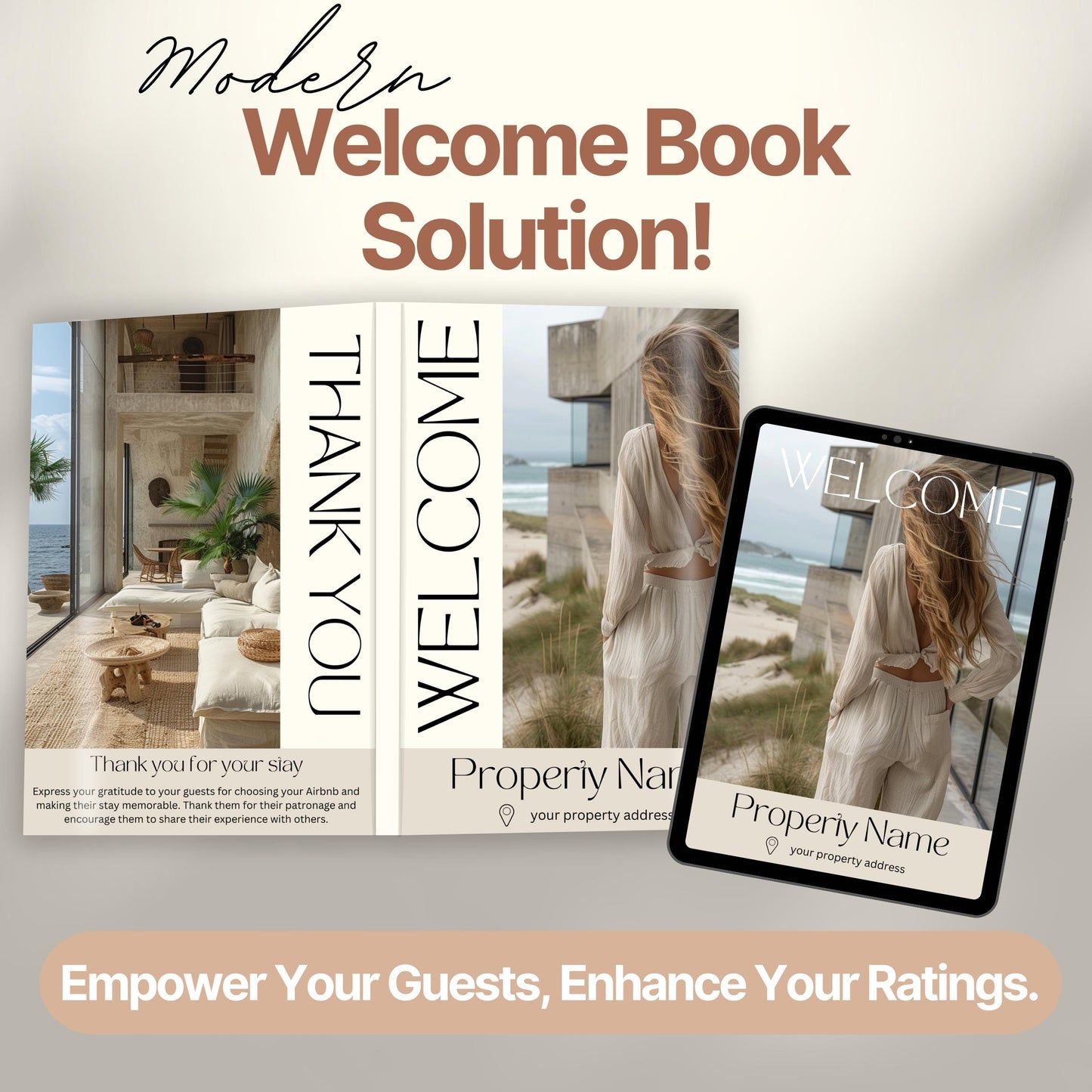 Overview of a airbnb host bundle showing a welcome book.
