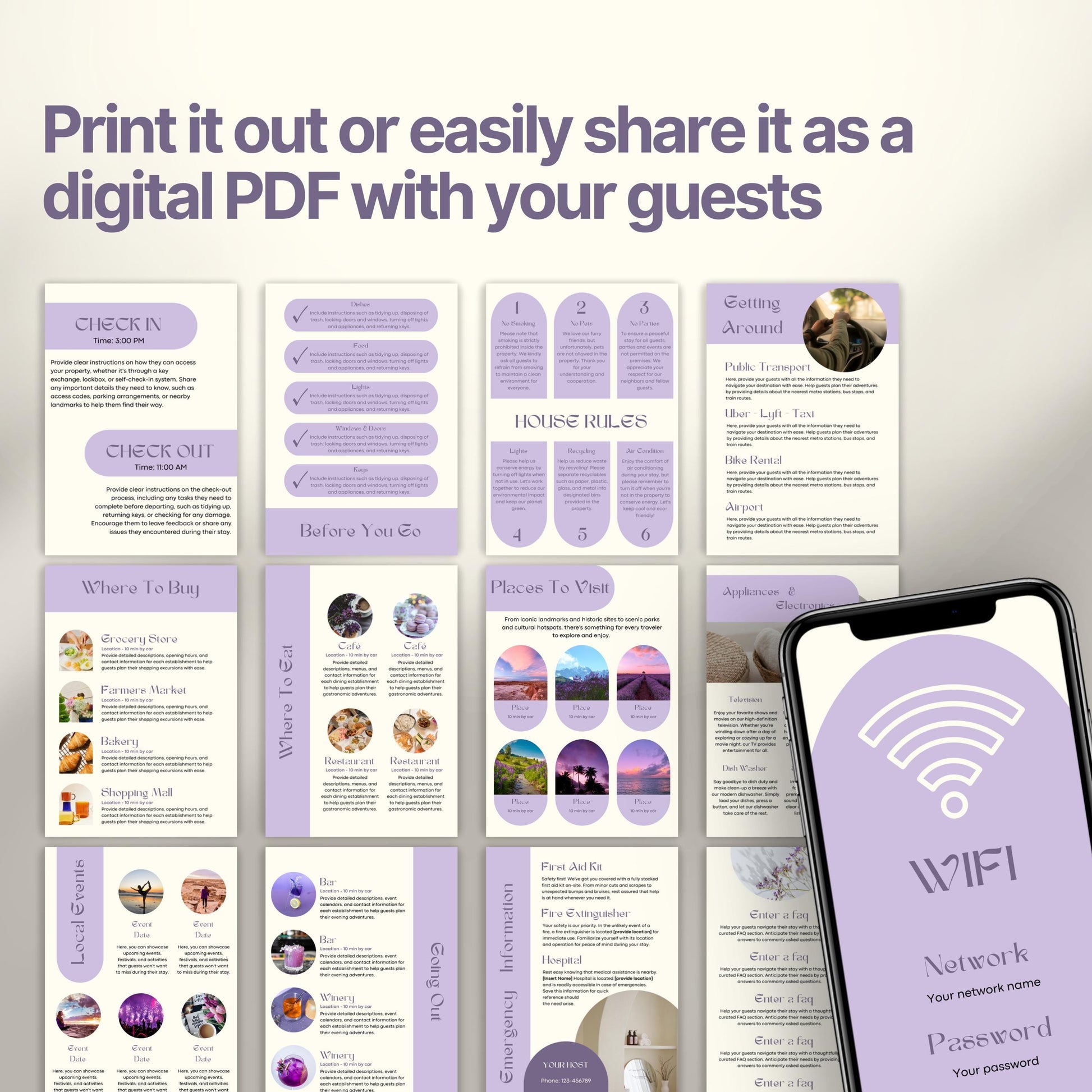 A promotional display showcasing a printable or shareable Airbnb Welcome Book.