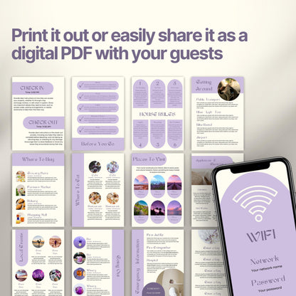 A promotional display showcasing a printable or shareable Airbnb Welcome Book.