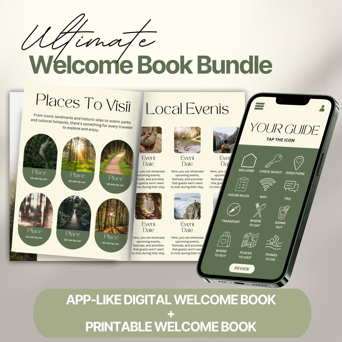 A promotional graphic displaying an open welcome book.