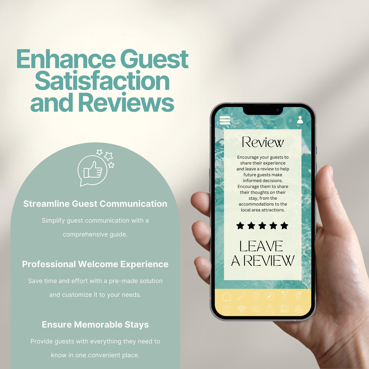 Promotional image titled "Enhance Guest Satisfaction and Reviews."