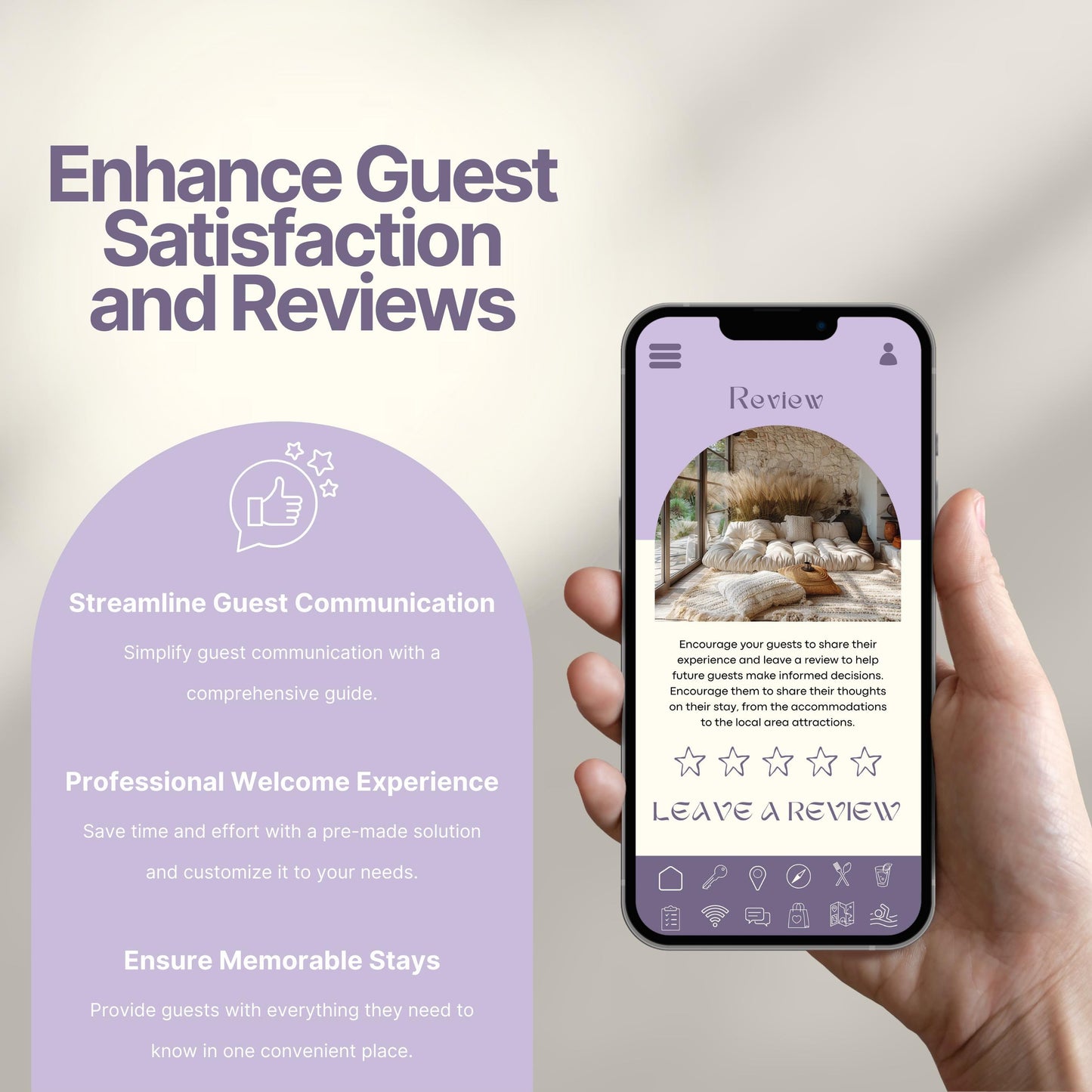 Promotional image titled "Enhance Guest Satisfaction and Reviews."