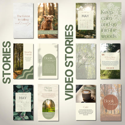 Grid of Instagram post templates for Airbnb hosts.