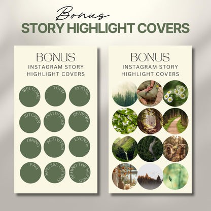 Graphic displaying two sets of Instagram story highlight covers labeled as bonus content.