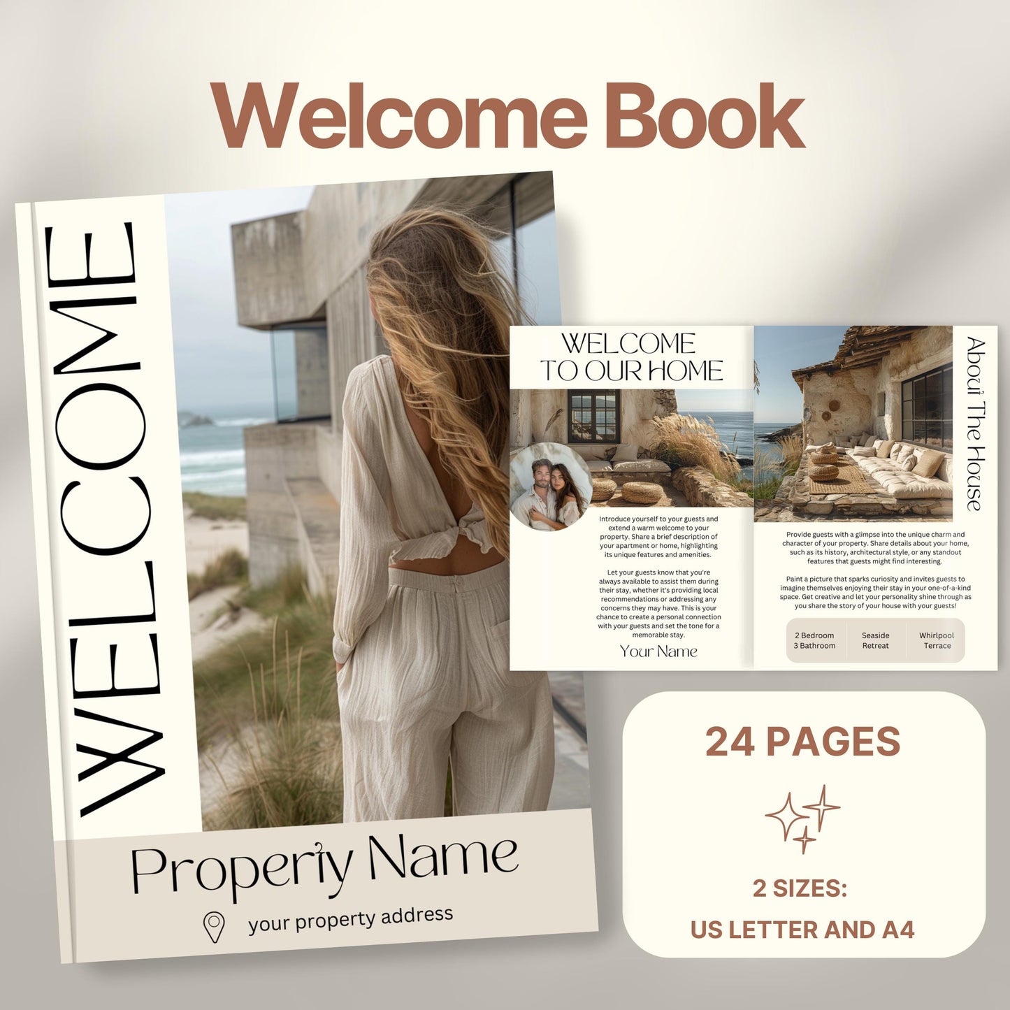 Overview of a airbnb host bundle showing a welcome book.