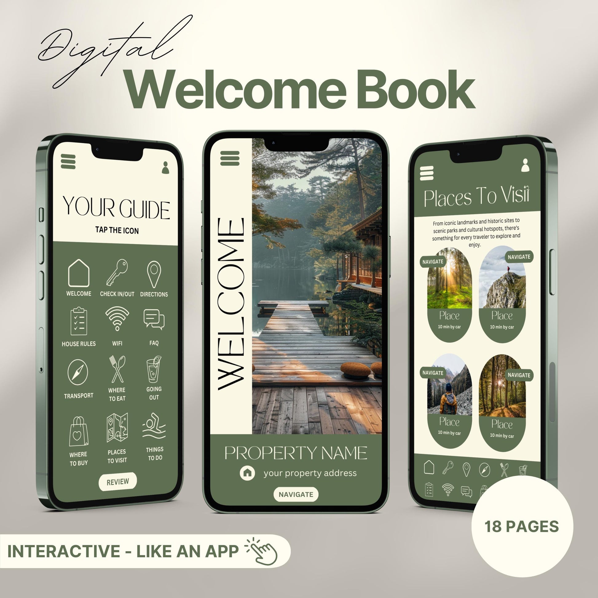 Overview of a airbnb host bundle showing a digital welcome book.