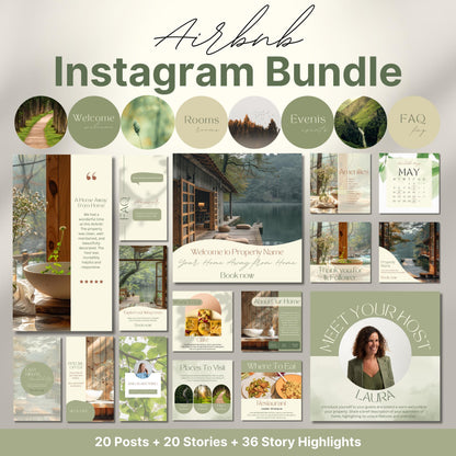 Overview of a airbnb host bundle showing a airbnb instagram grid.