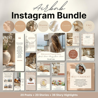 Overview of a airbnb host bundle showing a airbnb instagram grid.