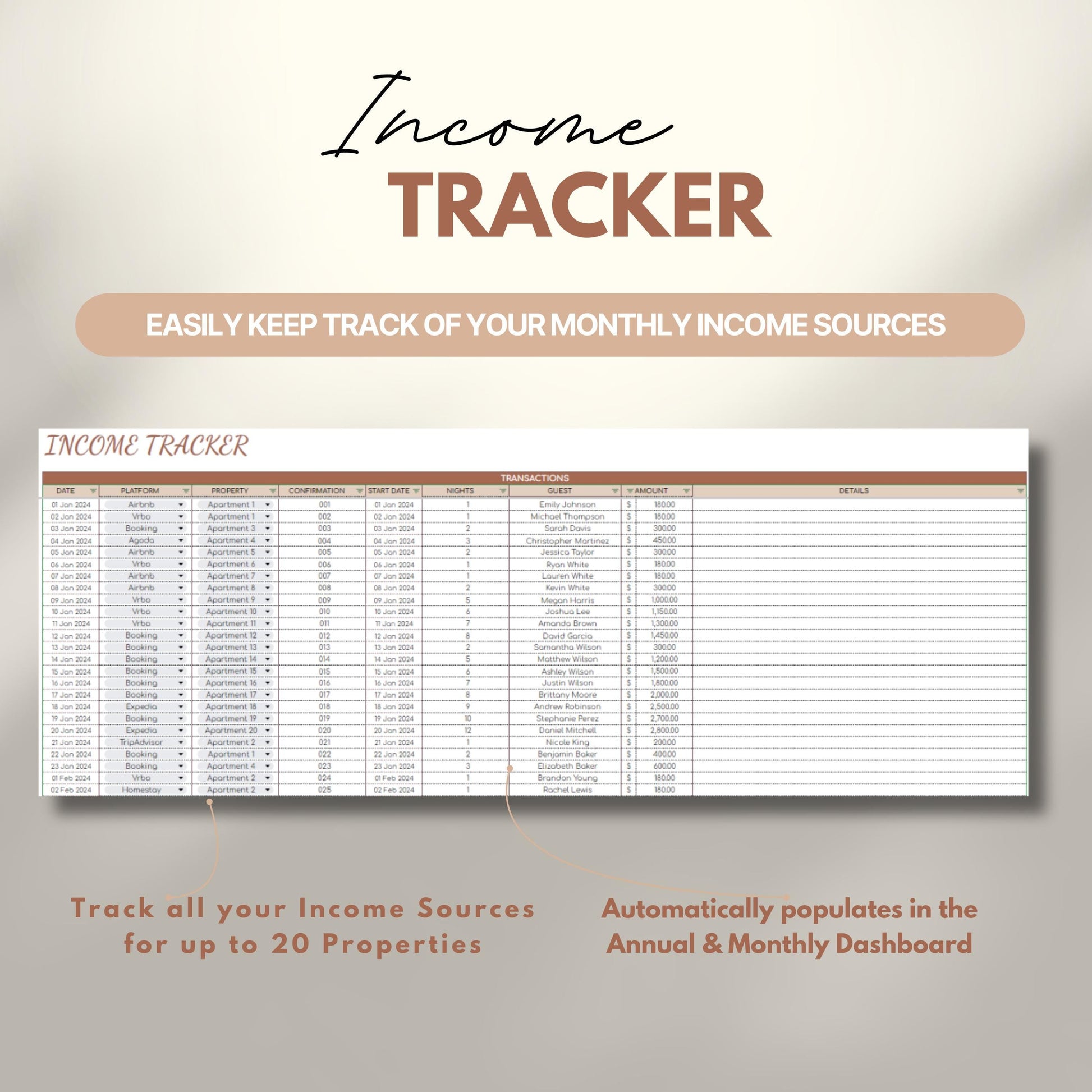 Overview graphic showing the income tracker.