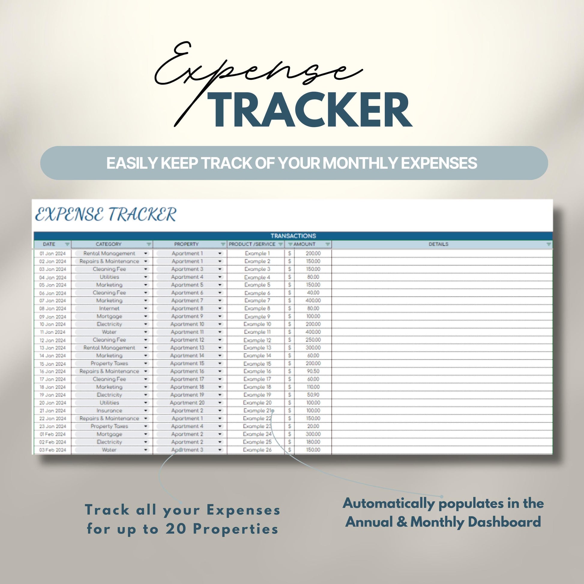Overview graphic showing the expense tracker.