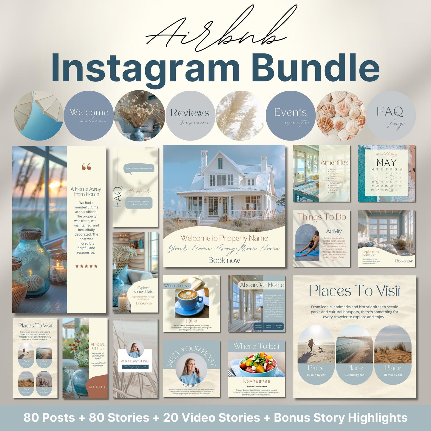 Overview of a airbnb host bundle showing a airbnb instagram grid.