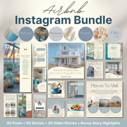 Overview of a airbnb host bundle showing a airbnb instagram grid.