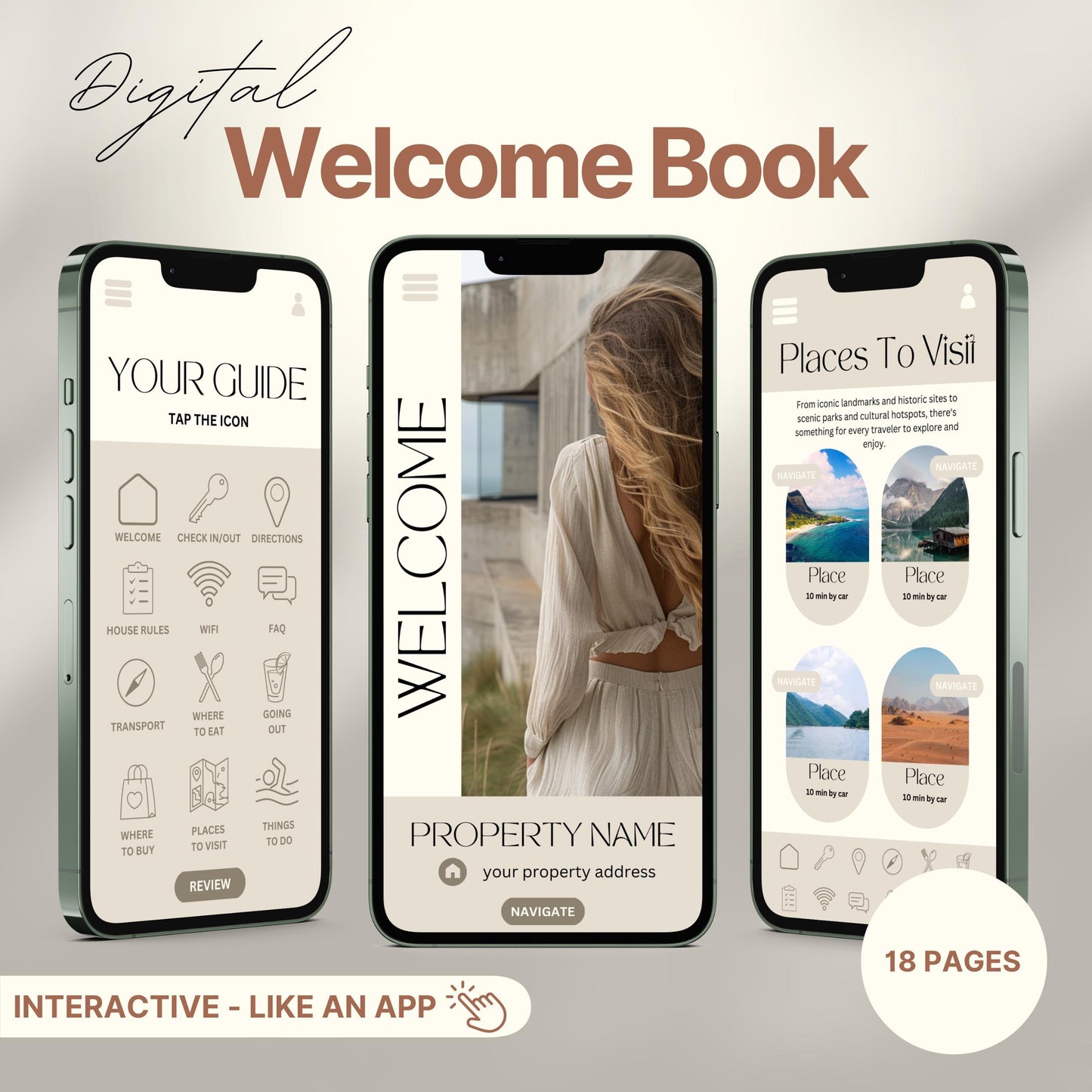 Overview of a airbnb host bundle showing a digital welcome book.