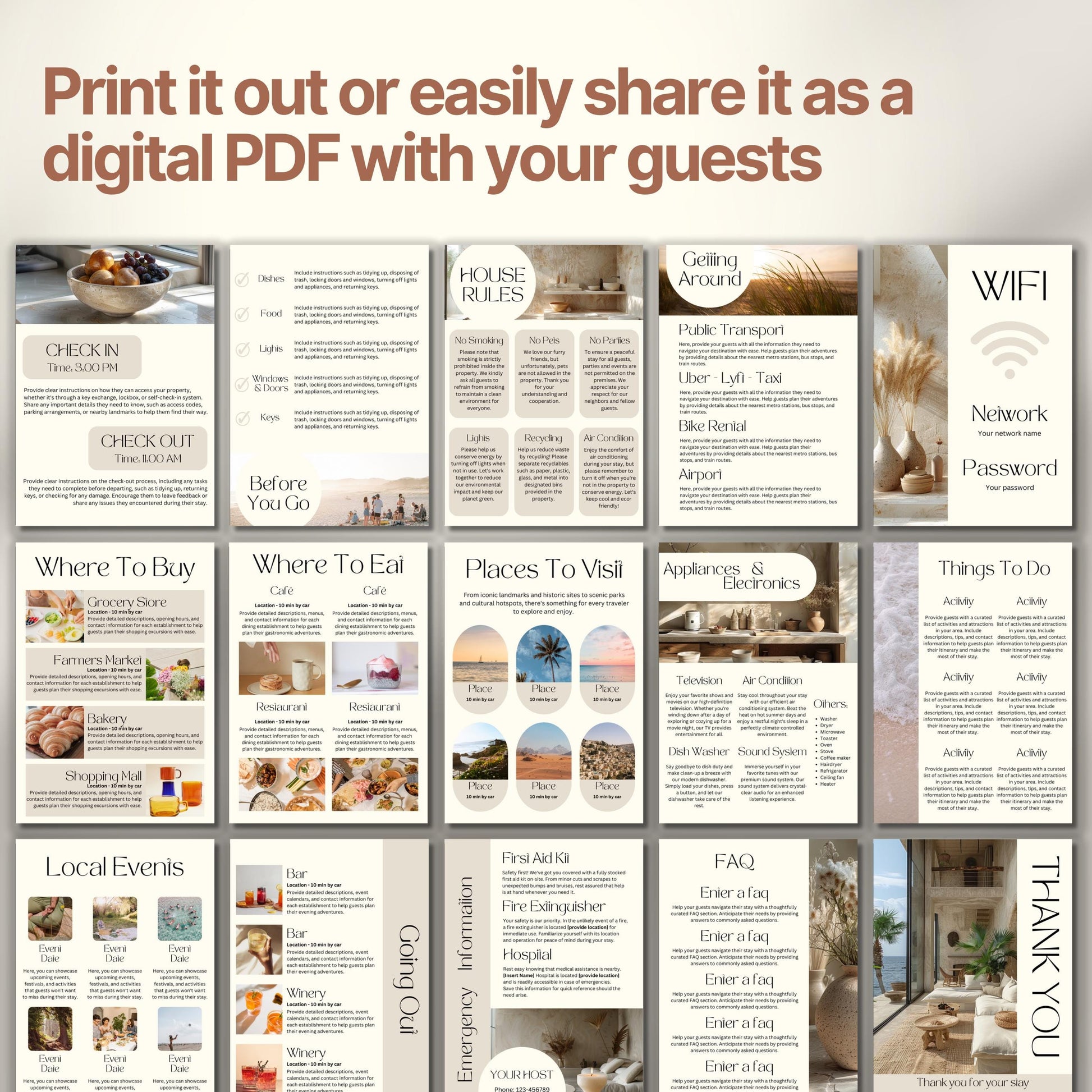 A promotional display showcasing a printable or shareable Airbnb Welcome Book.