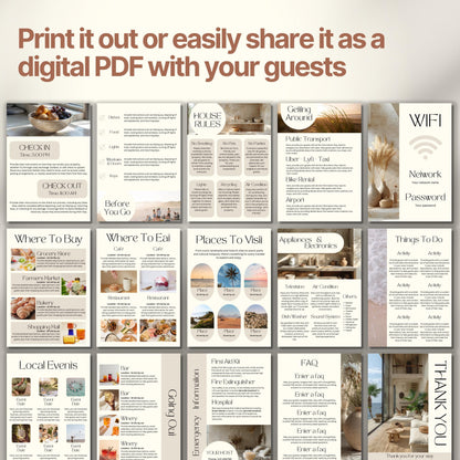 A promotional display showcasing a printable or shareable Airbnb Welcome Book.