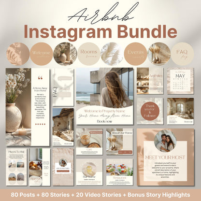 Overview of a airbnb host bundle showing a airbnb instagram grid.