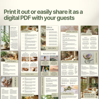 A promotional display showcasing a printable or shareable Airbnb Welcome Book.