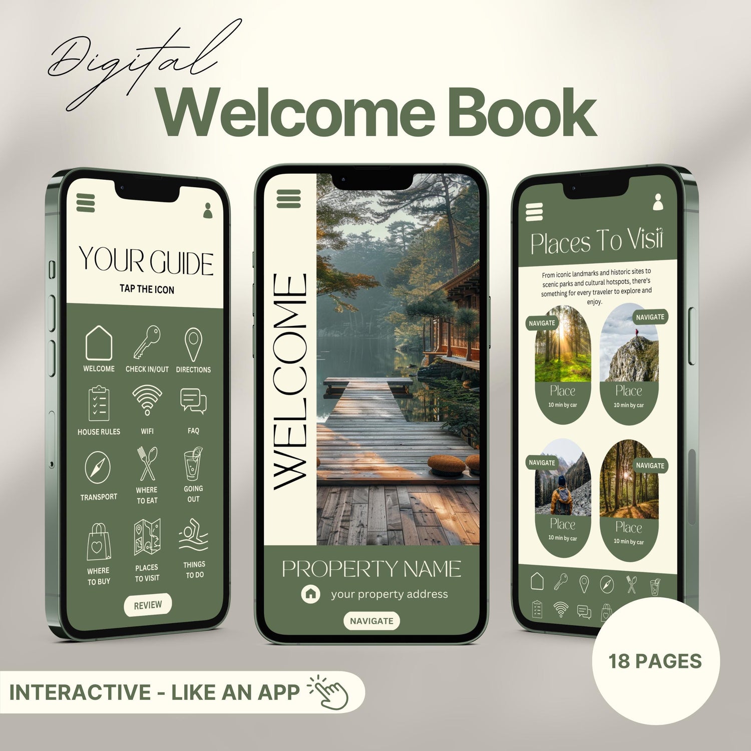 Overview of a airbnb host bundle showing a digital welcome book.