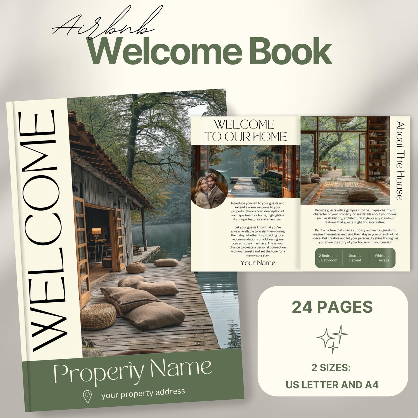 Overview of a airbnb host bundle showing a welcome book.