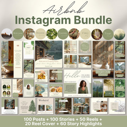 Overview of a airbnb host bundle showing a airbnb instagram grid.