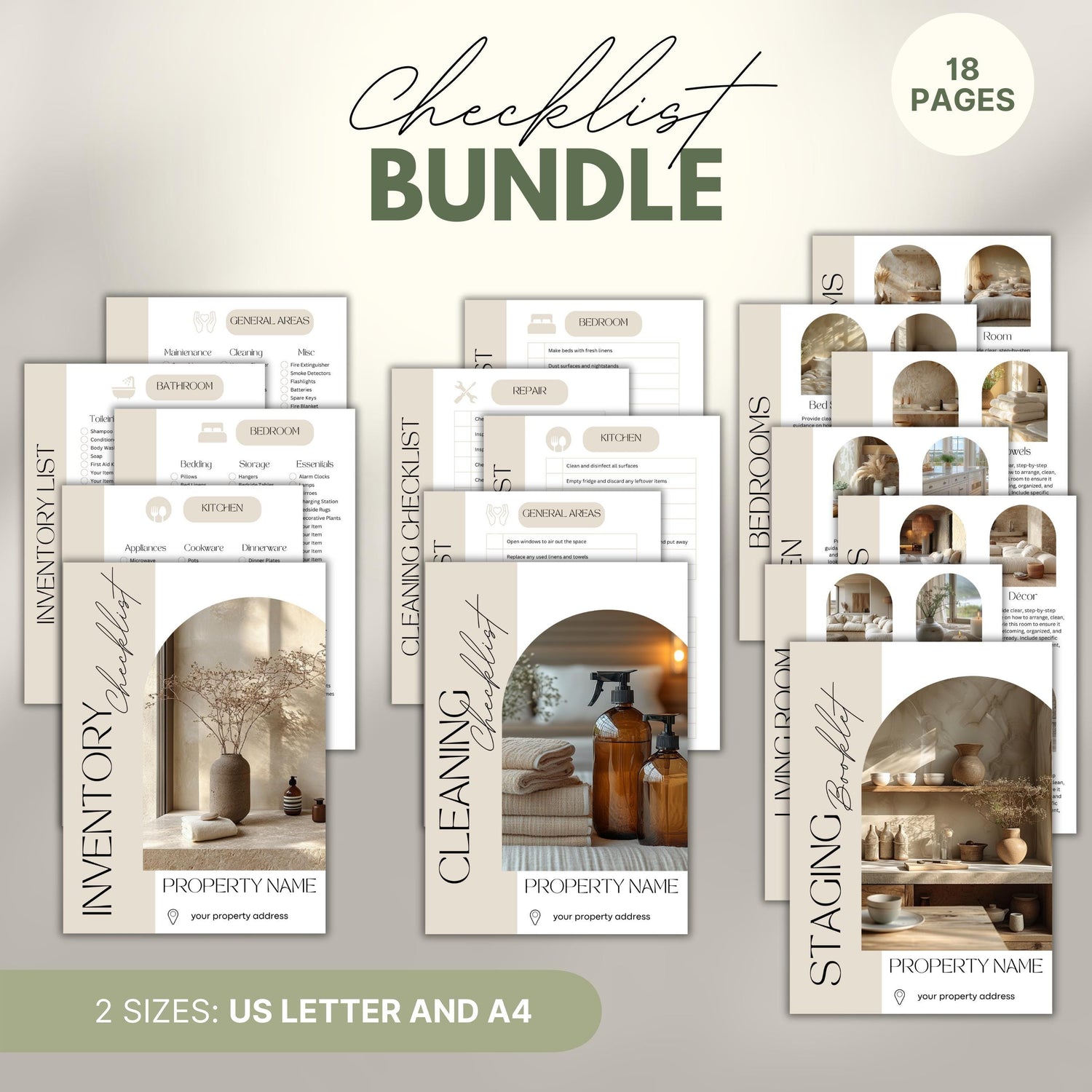 Overview of a airbnb host bundle showing airbnb checklists.