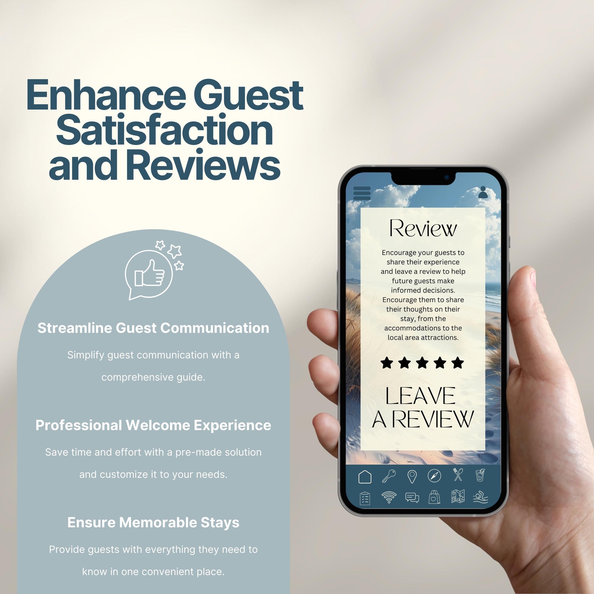 Promotional image titled "Enhance Guest Satisfaction and Reviews."