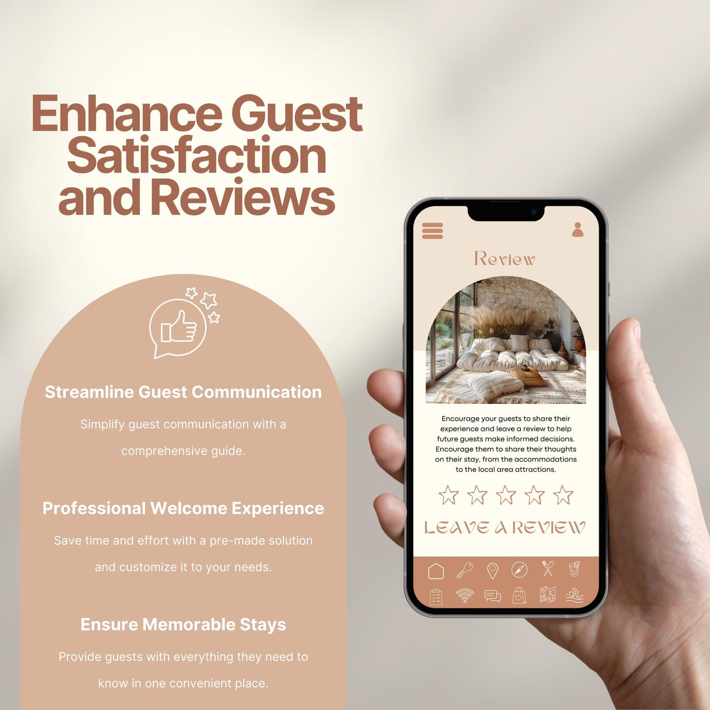 Promotional image titled "Enhance Guest Satisfaction and Reviews."