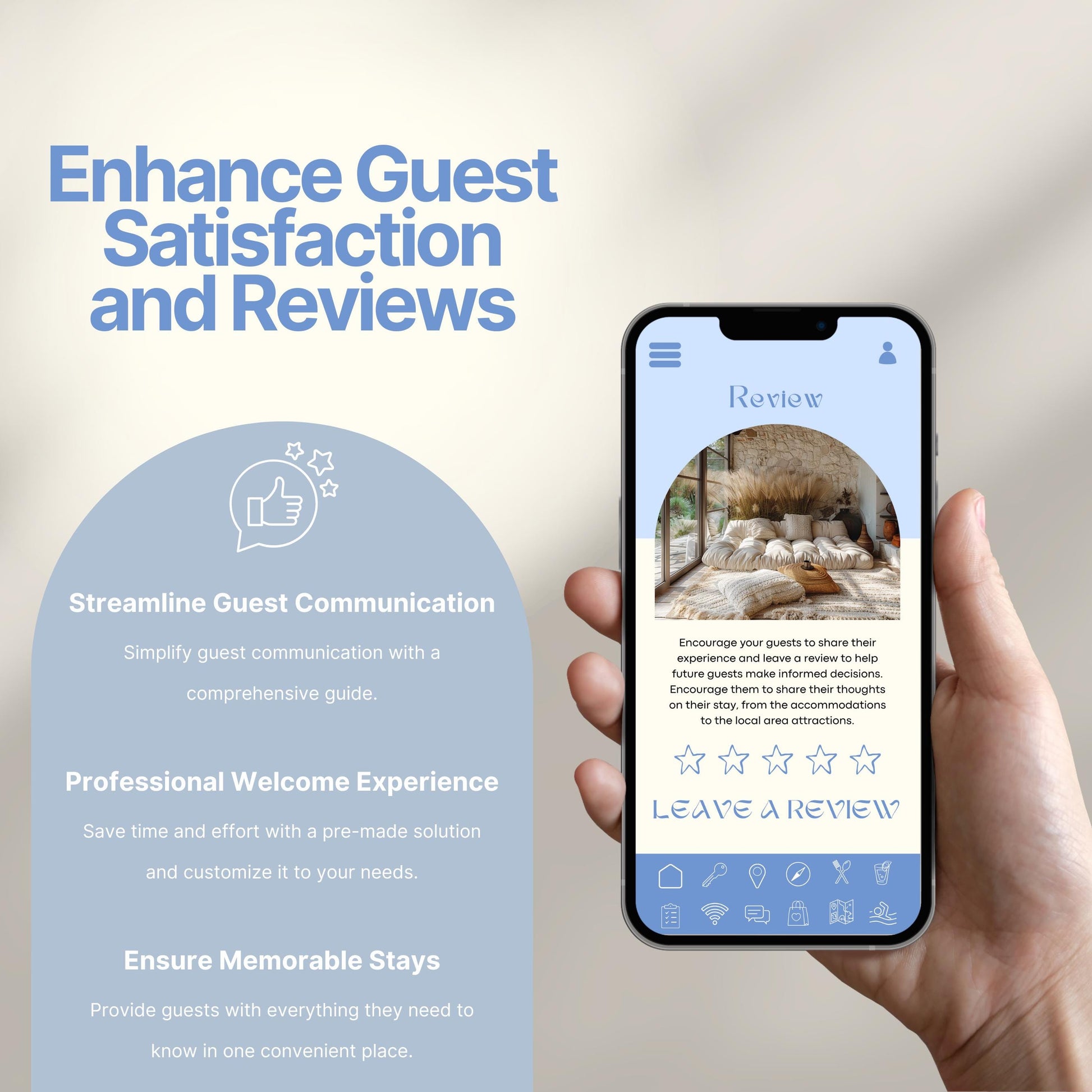 Promotional image titled "Enhance Guest Satisfaction and Reviews."