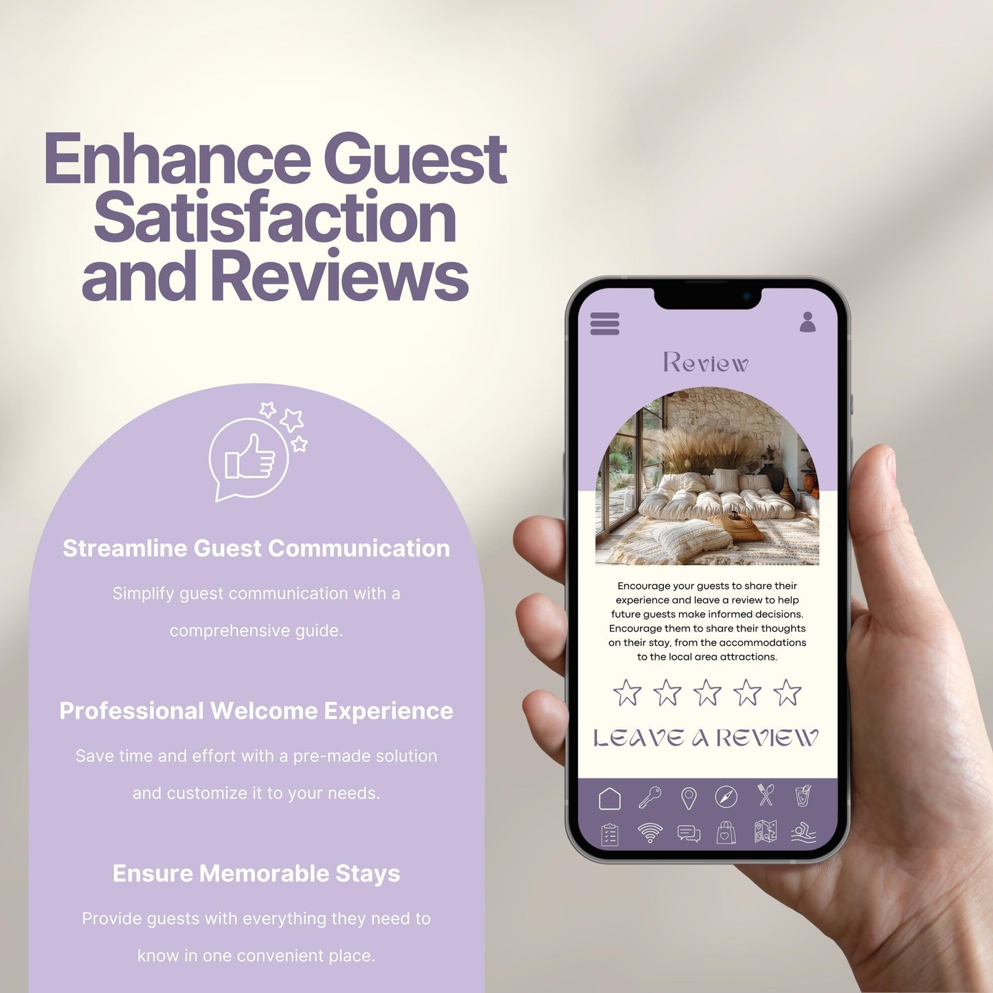 Promotional image titled "Enhance Guest Satisfaction and Reviews."