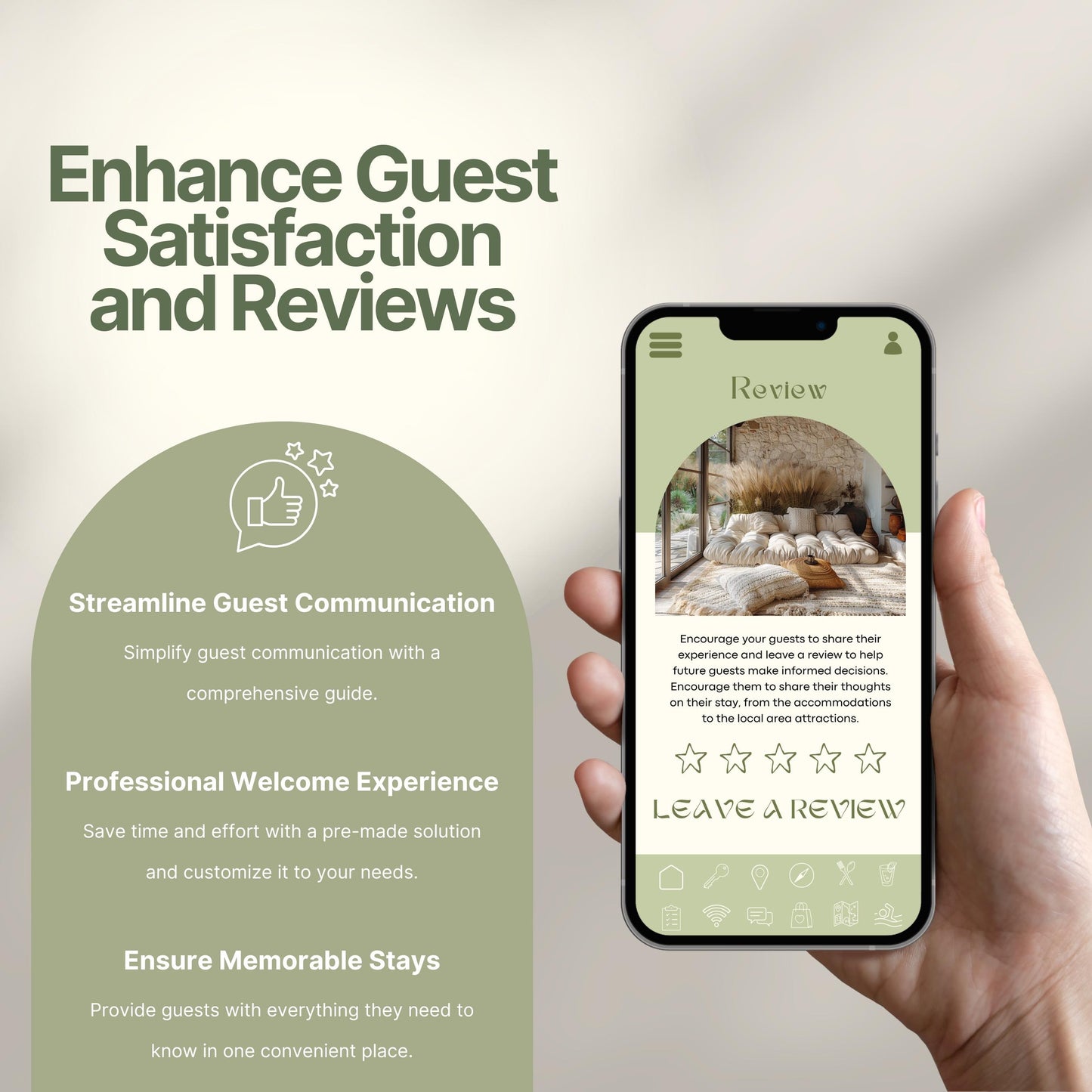 Promotional image titled "Enhance Guest Satisfaction and Reviews."