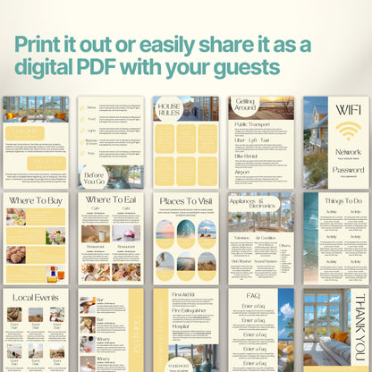 A promotional display showcasing a printable or shareable Airbnb Welcome Book.