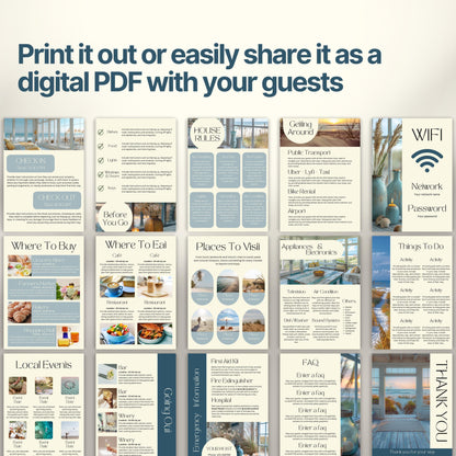 A promotional display showcasing a printable or shareable Airbnb Welcome Book.