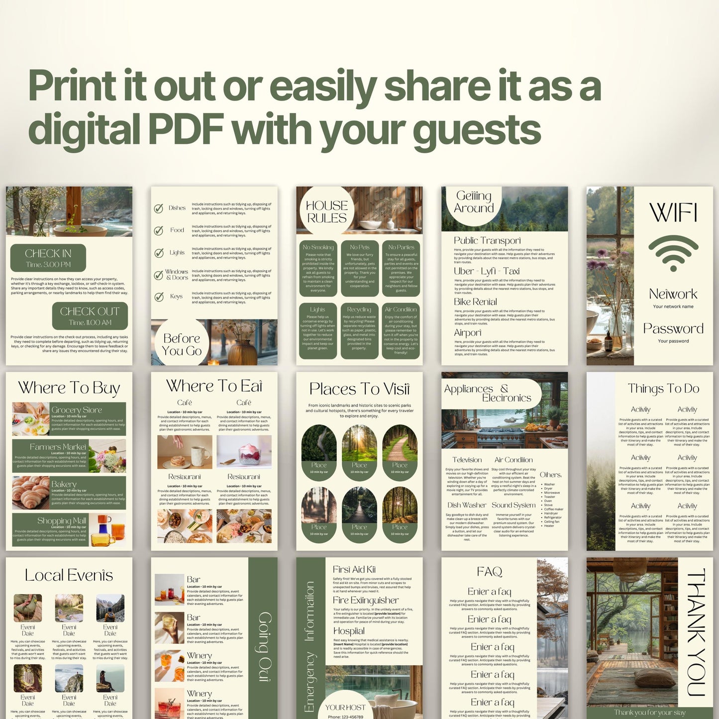 A promotional display showcasing a printable or shareable Airbnb Welcome Book.