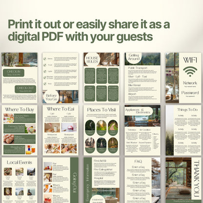 A promotional display showcasing a printable or shareable Airbnb Welcome Book.