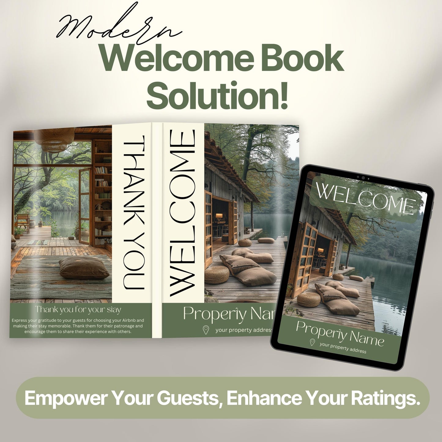 Overview of a airbnb host bundle showing a welcome book.