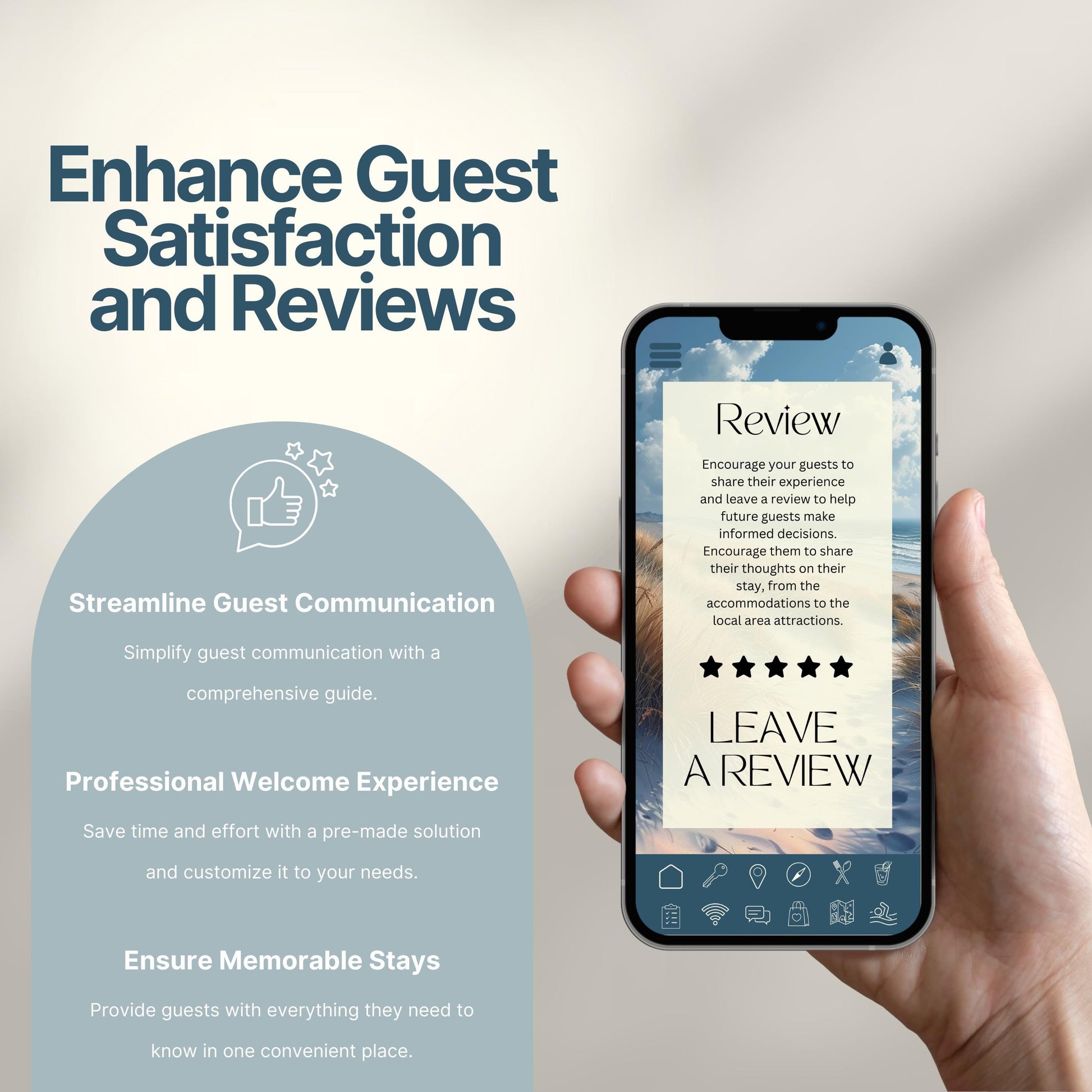 Promotional image titled "Enhance Guest Satisfaction and Reviews."