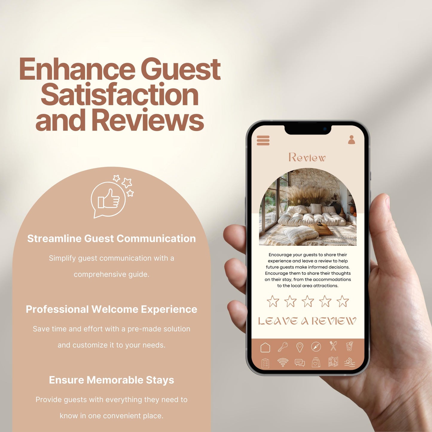Promotional image titled "Enhance Guest Satisfaction and Reviews."