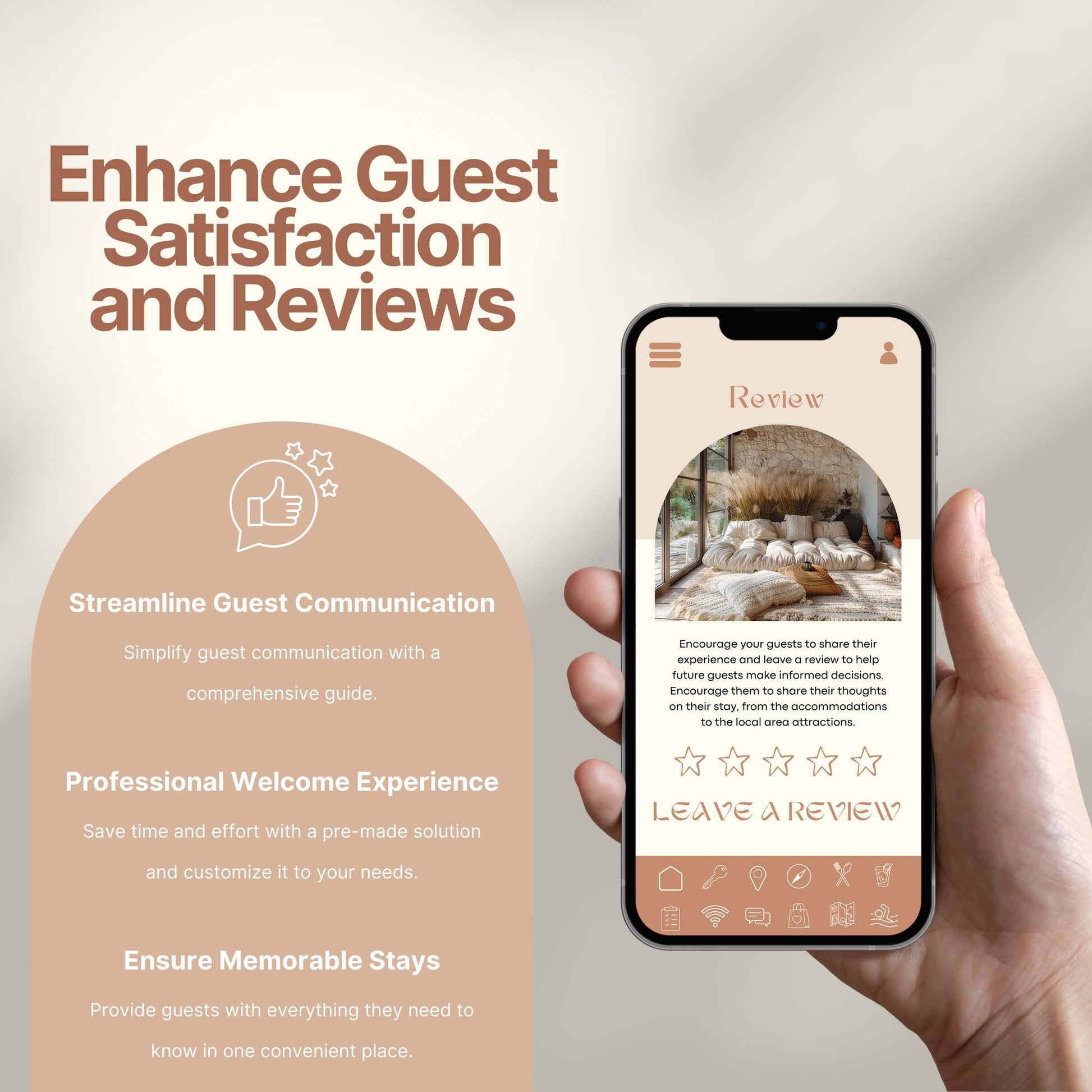 Promotional image titled "Enhance Guest Satisfaction and Reviews."