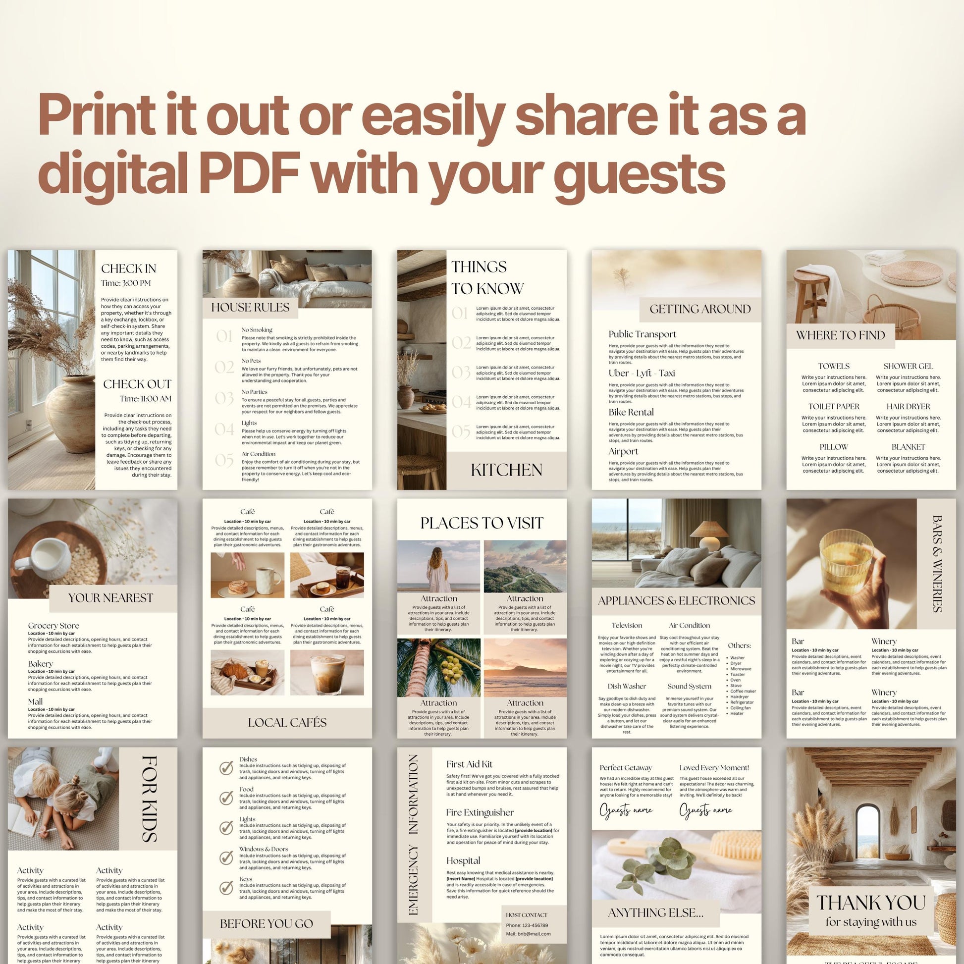 A promotional display showcasing a printable or shareable Airbnb Welcome Book.